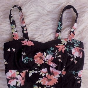 Black Floral Crop Top